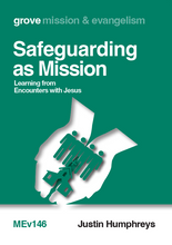 Load image into Gallery viewer, Book cover of Safeguarding as Mission featuring an image of open hands holding a group of people and a church.
